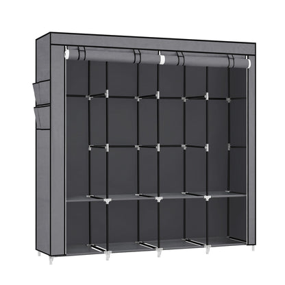 Clothes Wardrobe, Portable Closet, Garment Organiser Rack with 4 Hanging Rails, Shelves, 4 Side Pockets - image 1
