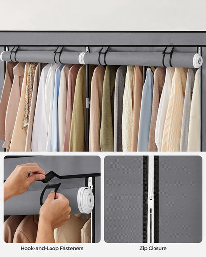 Clothes Wardrobe, Portable Closet, Garment Organiser Rack with 4 Hanging Rails, Shelves, 4 Side Pockets - image 9
