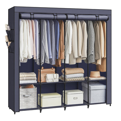 Clothes Wardrobe, Portable Closet, Garment Organiser Rack with 4 Hanging Rails, Shelves, 4 Side Pockets - image 19