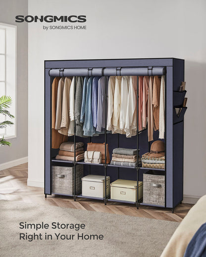 Clothes Wardrobe, Portable Closet, Garment Organiser Rack with 4 Hanging Rails, Shelves, 4 Side Pockets - image 20