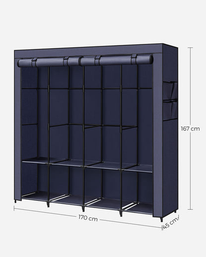 Clothes Wardrobe, Portable Closet, Garment Organiser Rack with 4 Hanging Rails, Shelves, 4 Side Pockets - image 25