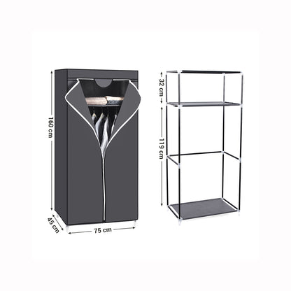 Grey Portable Closet with Hanging Rail - image 6