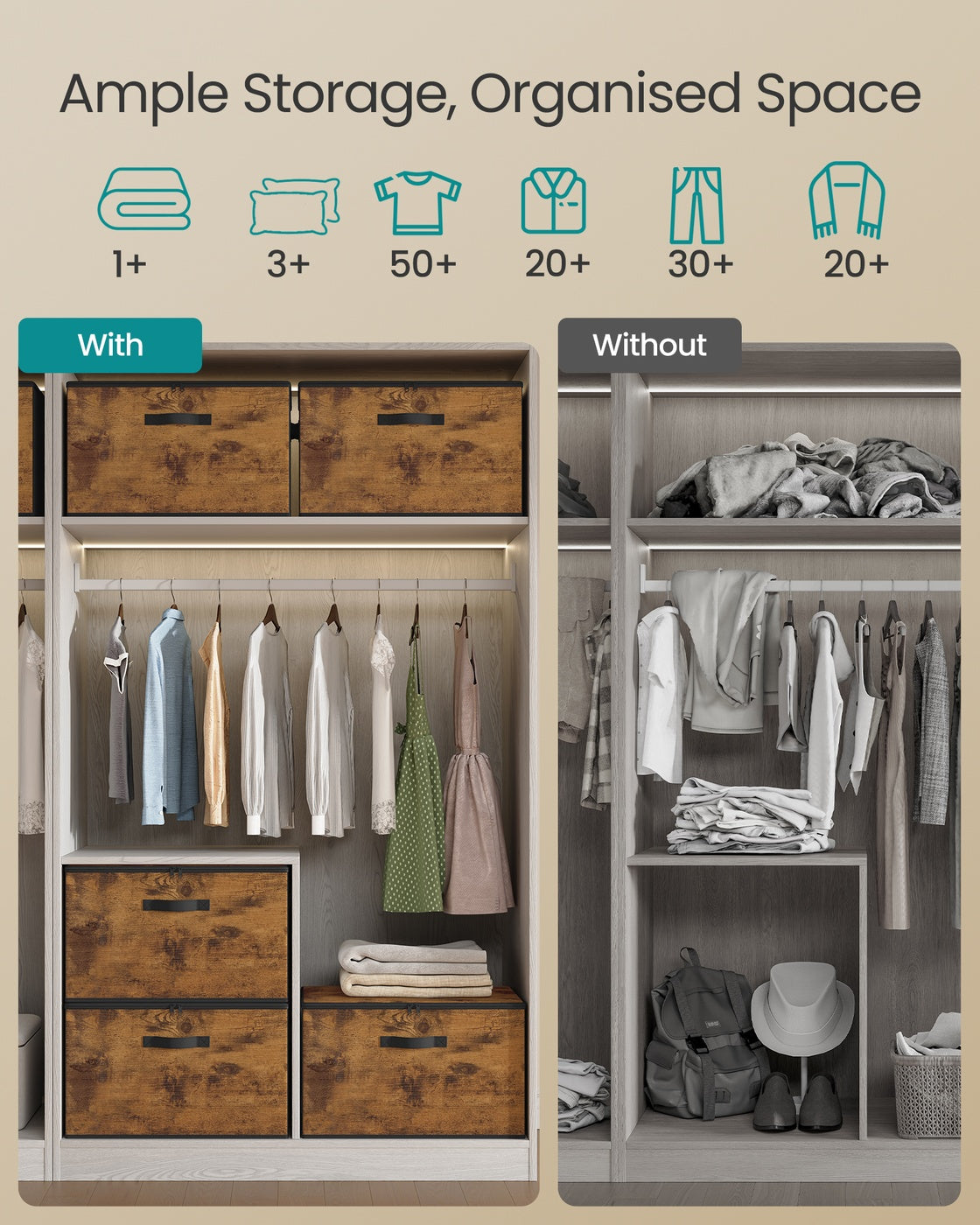 Set of 6 Foldable Storage Organiser Boxes Slate Grey - image 43