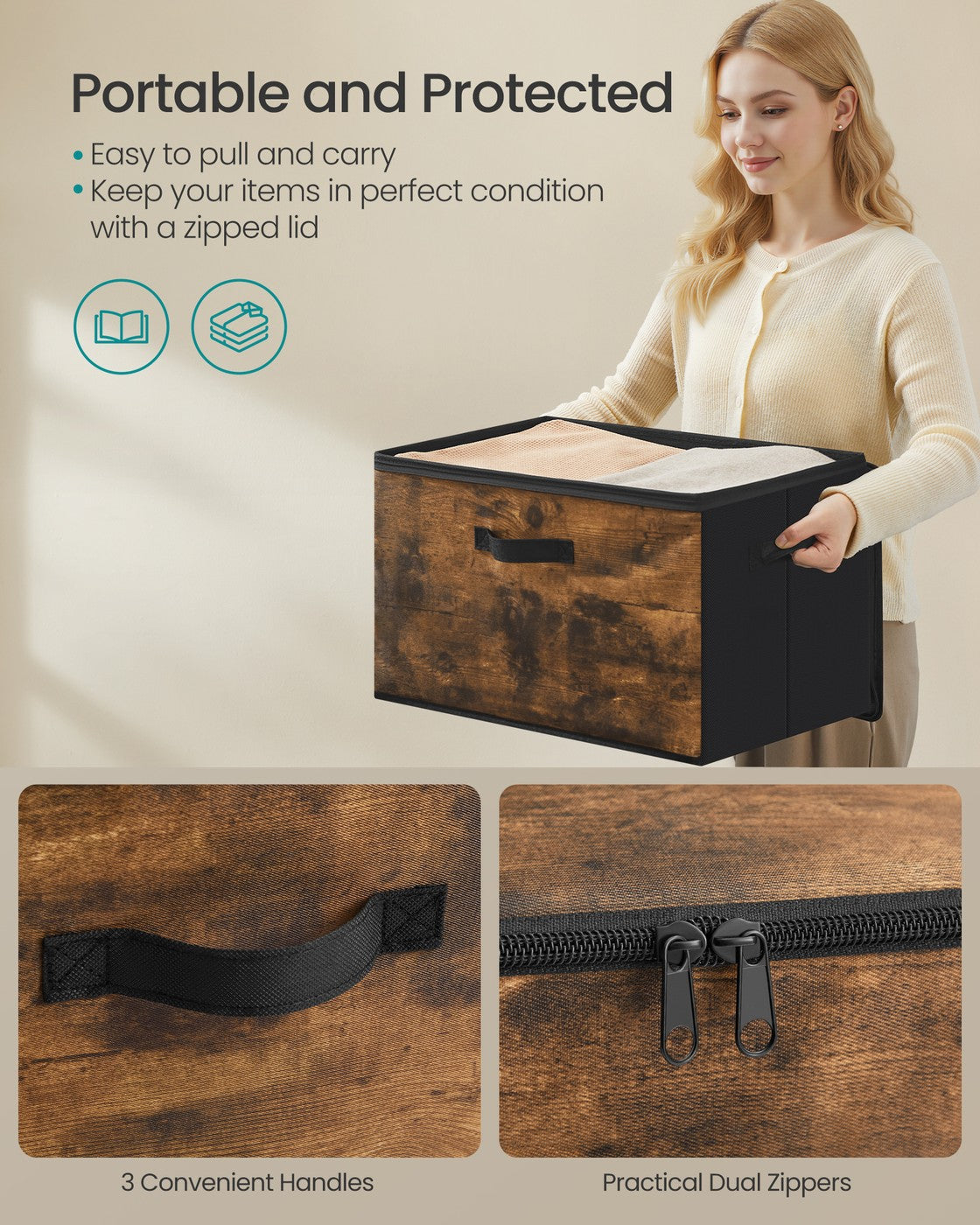 Set of 6 Foldable Storage Organiser Boxes Slate Grey - image 44