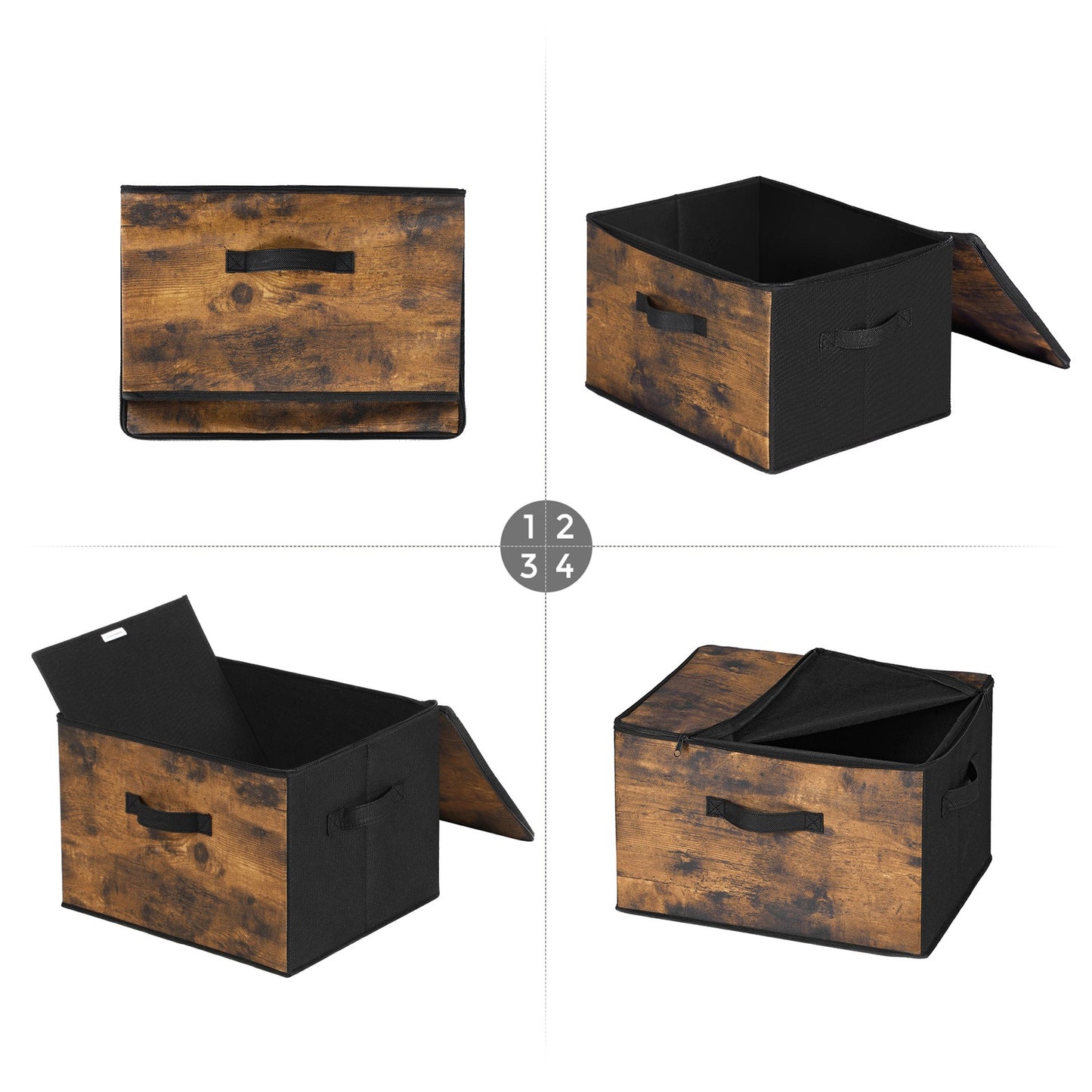 Set of 6 Foldable Storage Organiser Boxes Slate Grey - image 29