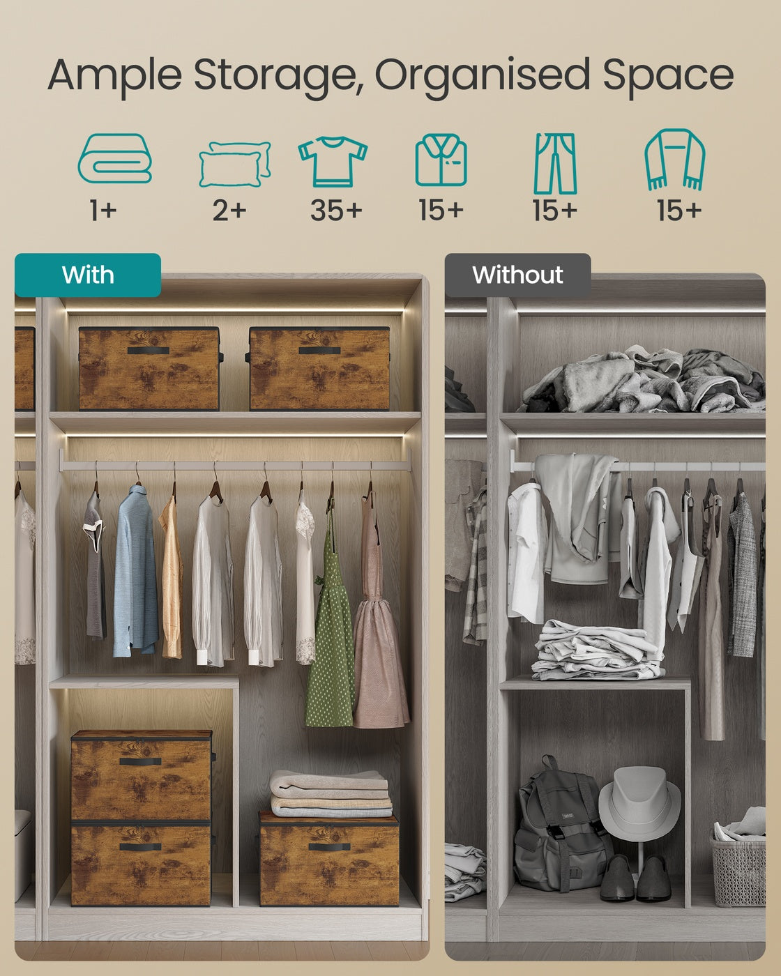 Set of 6 Foldable Storage Organiser Boxes Slate Grey - image 50