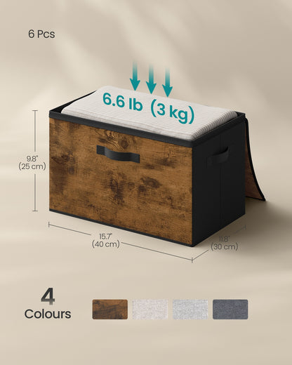 Set of 6 Foldable Storage Organiser Boxes Slate Grey - image 53