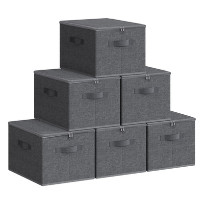 Set of 6 Foldable Storage Organiser Boxes Slate Grey - image 1