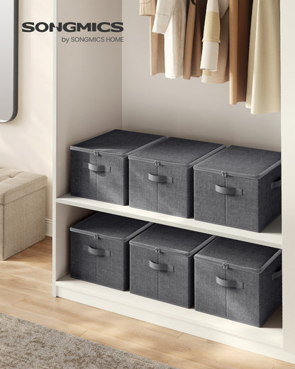 Set of 6 Foldable Storage Organiser Boxes Slate Grey - image 2