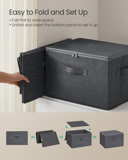 Set of 6 Foldable Storage Organiser Boxes Slate Grey - image 4