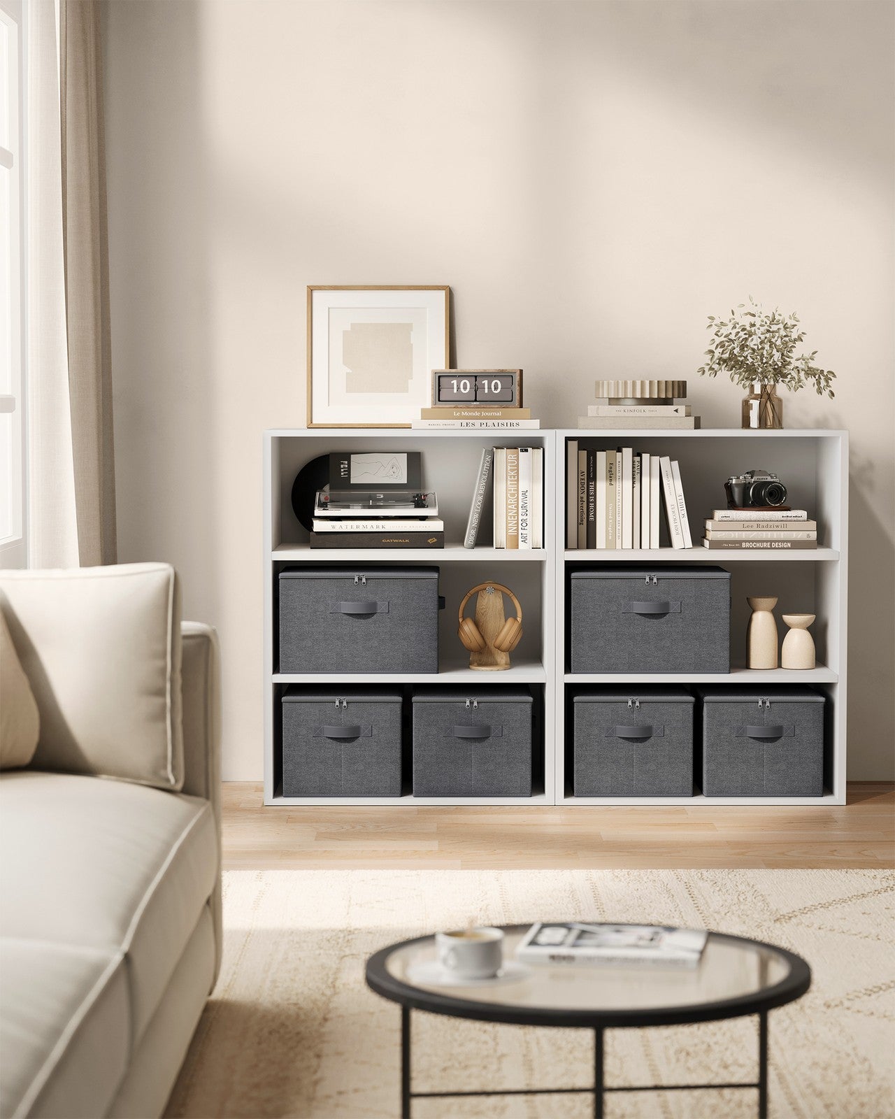 Set of 6 Foldable Storage Organiser Boxes Slate Grey - image 5