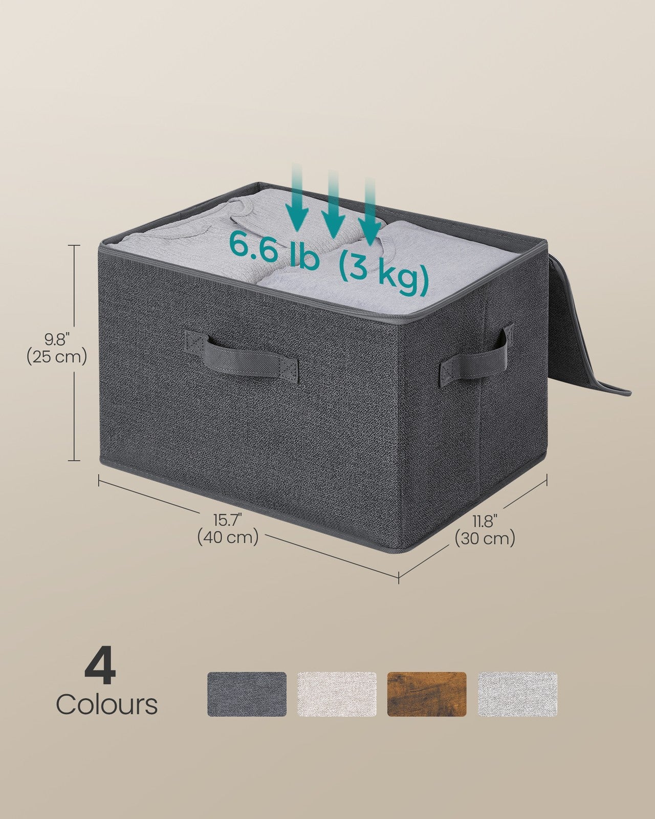 Set of 6 Foldable Storage Organiser Boxes Slate Grey - image 6