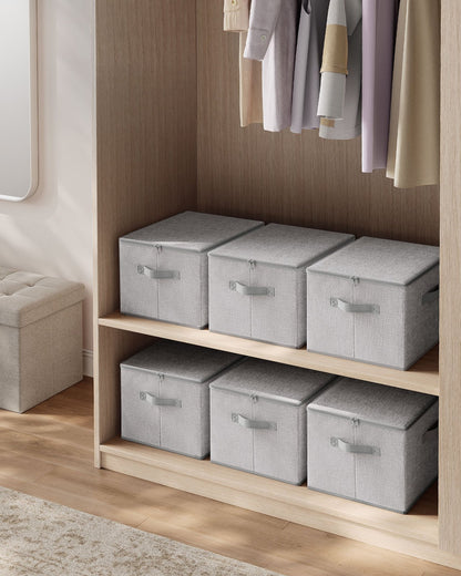 Set of 6 Foldable Storage Organiser Boxes Slate Grey - image 20