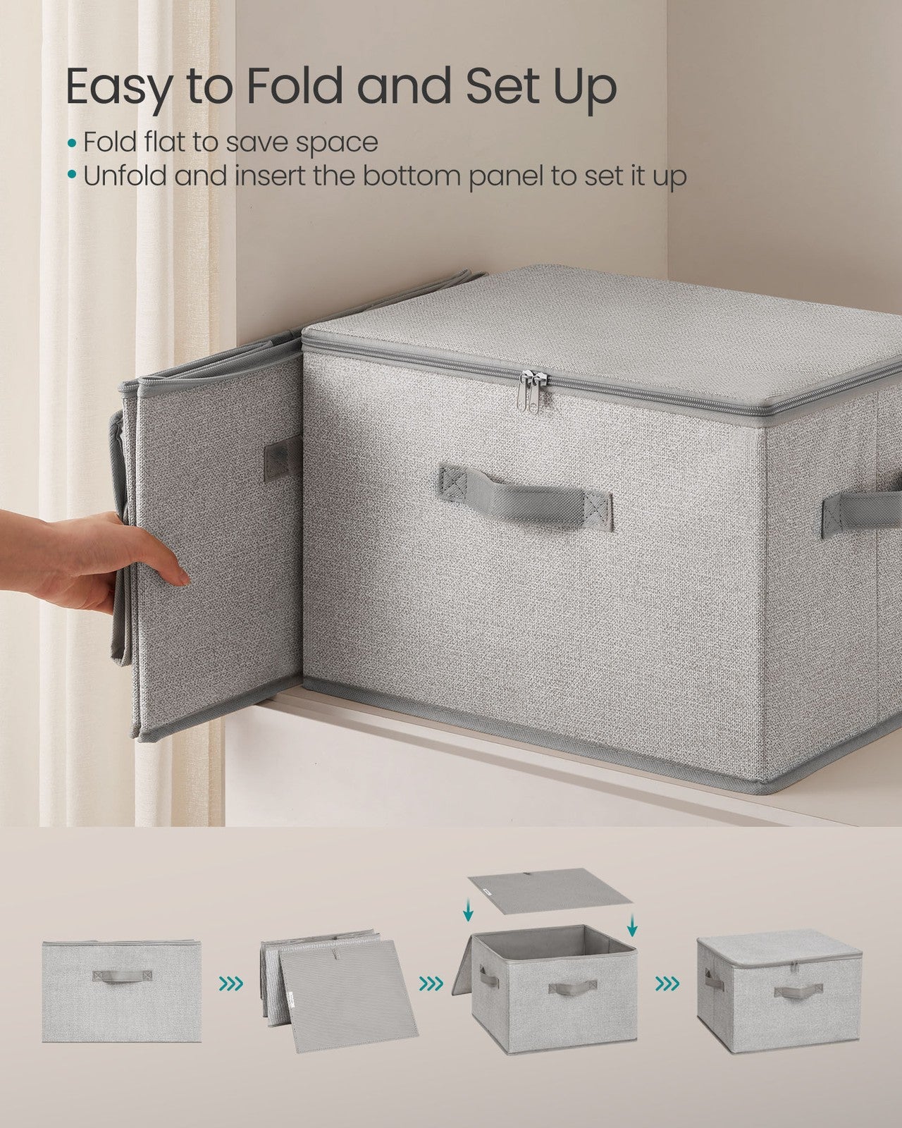 Set of 6 Foldable Storage Organiser Boxes Slate Grey - image 22