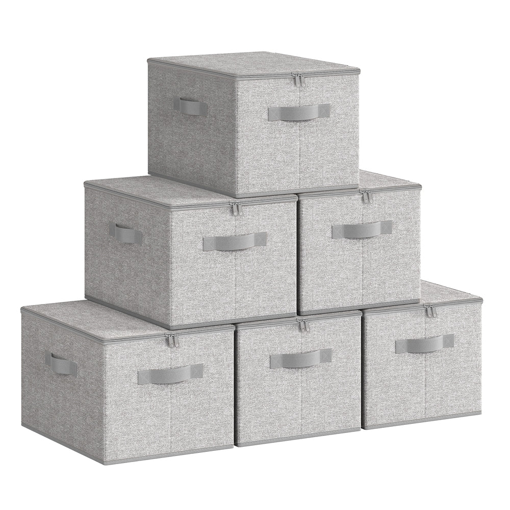 Set of 6 Foldable Storage Organiser Boxes Slate Grey - image 62