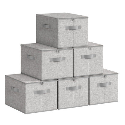 Set of 6 Foldable Storage Organiser Boxes Slate Grey - image 62