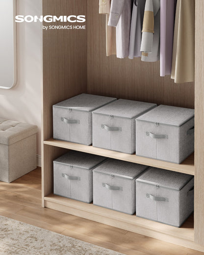 Set of 6 Foldable Storage Organiser Boxes Slate Grey - image 67