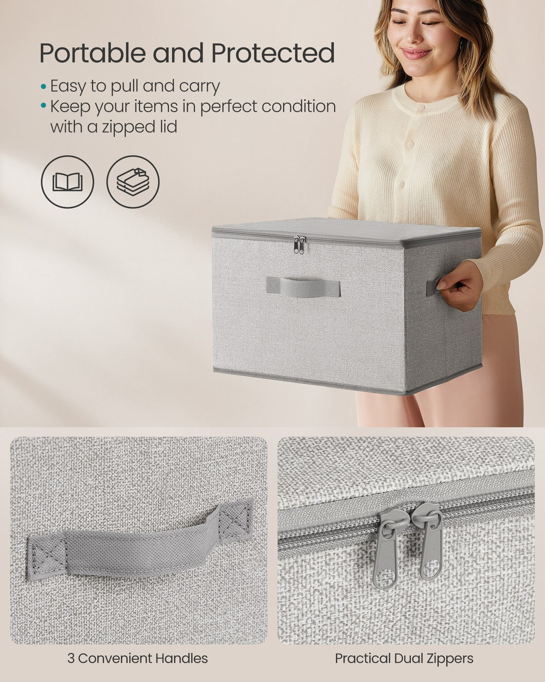 Set of 6 Foldable Storage Organiser Boxes Slate Grey - image 69