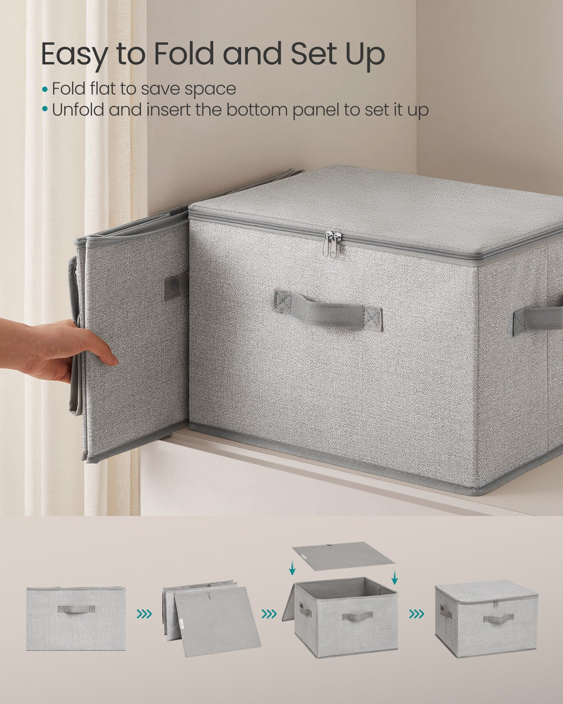 Set of 6 Foldable Storage Organiser Boxes Slate Grey - image 71
