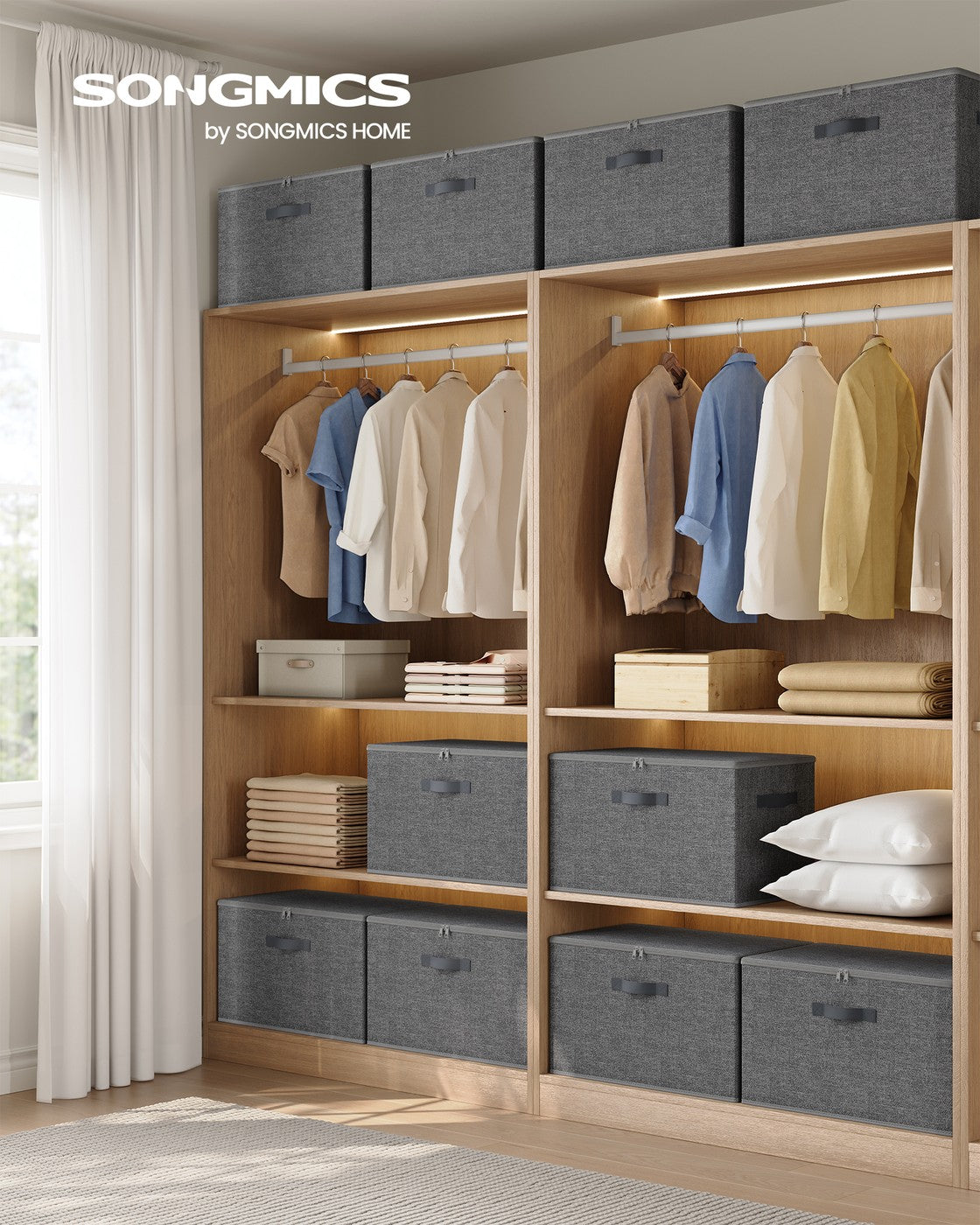 Set of 6 Foldable Storage Organiser Boxes Slate Grey - image 56