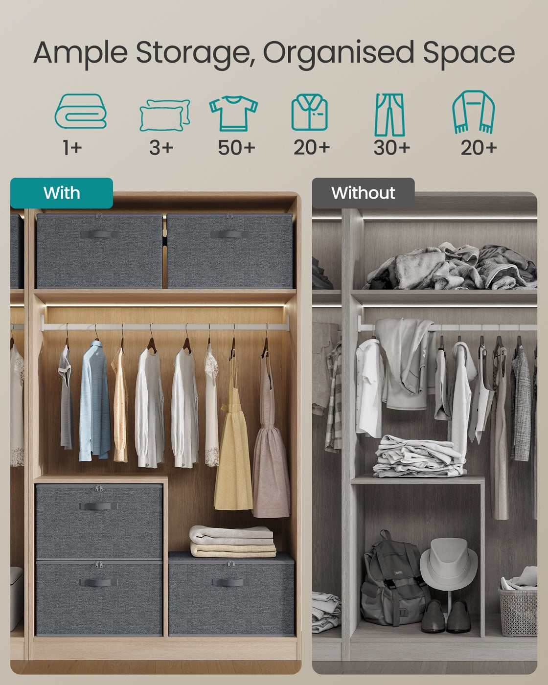 Set of 6 Foldable Storage Organiser Boxes Slate Grey - image 57