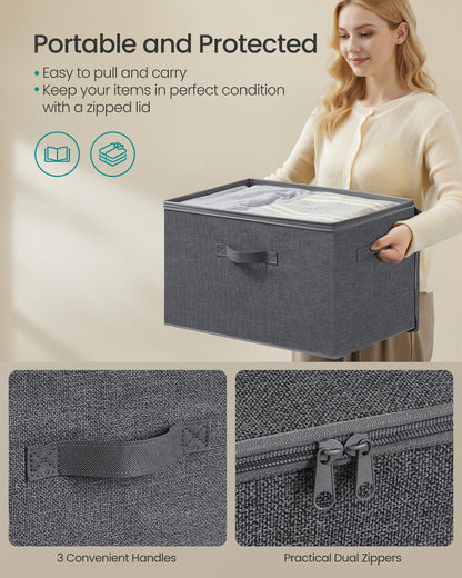 Set of 6 Foldable Storage Organiser Boxes Slate Grey - image 58