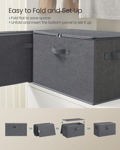 Set of 6 Foldable Storage Organiser Boxes Slate Grey - image 59