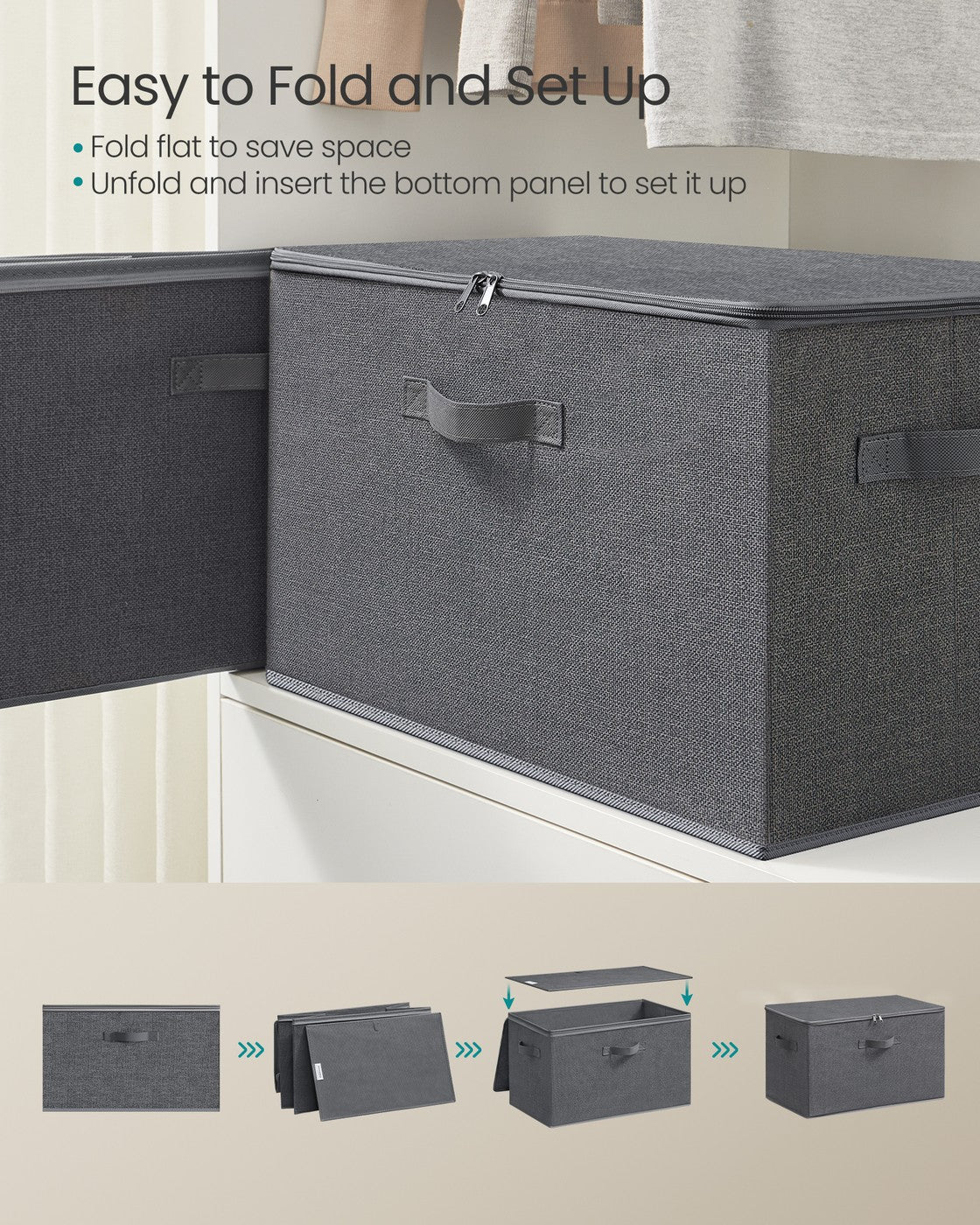 Set of 6 Foldable Storage Organiser Boxes Slate Grey - image 11