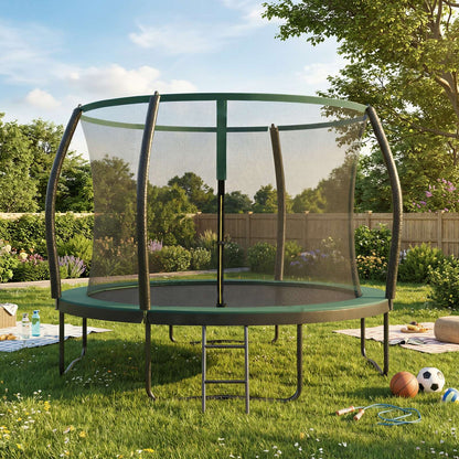 Outdoor Trampoline for Kids with Safety Net, Black + Blue, 10ft - image 14