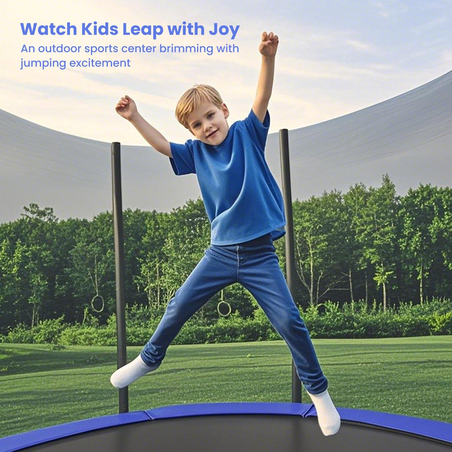 10 ft Trampoline, 305 cm Kids Trampoline with Enclosure Net, Safety Pad - image 3