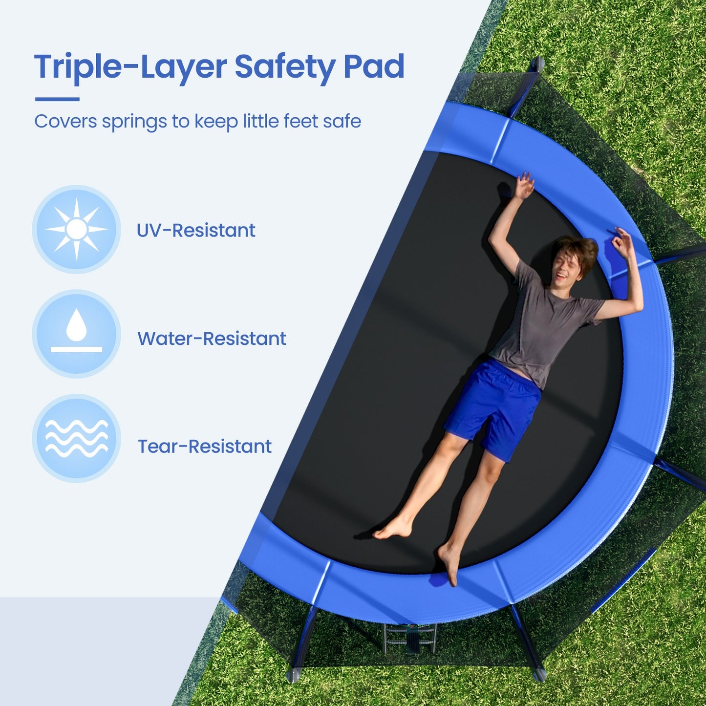 10 ft Trampoline, 305 cm Kids Trampoline with Enclosure Net, Safety Pad - image 6