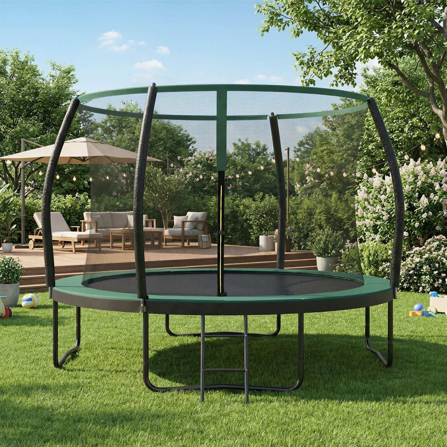 Outdoor Trampoline for Kids with Safety Net, Black + Blue, 10ft - image 28