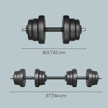 Dumbbells Set, Barbell, 2 x 10 kg Adjustable Dumbbells with Extra Barbell Bar - image 2