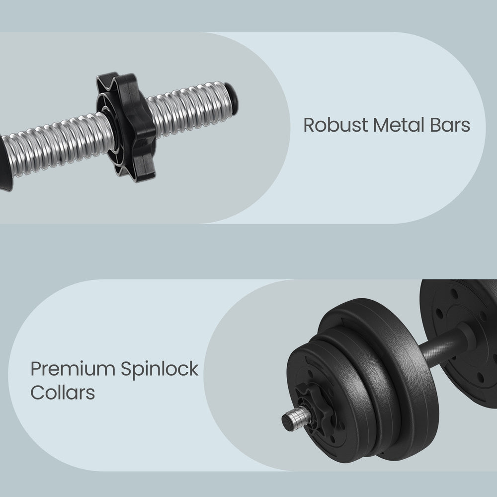 Dumbbells Set, Barbell, 2 x 10 kg Adjustable Dumbbells with Extra Barbell Bar - image 6