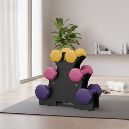 Hex Neoprene Dumbbells Set with Stand, 2 x 2 kg, 2 x 1.5 kg, 2 x 1 kg - image 2