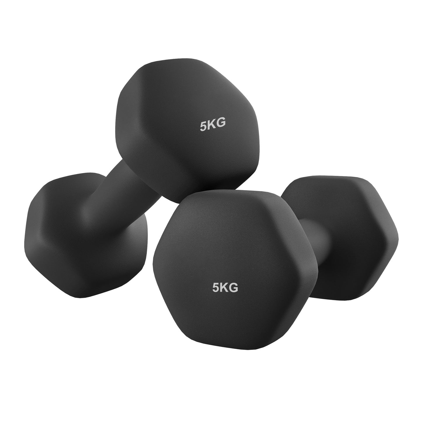 Set of 2 Neoprene Hex Dumbbells, 2 x 5 kg, with Dumbbells Bars - image 1