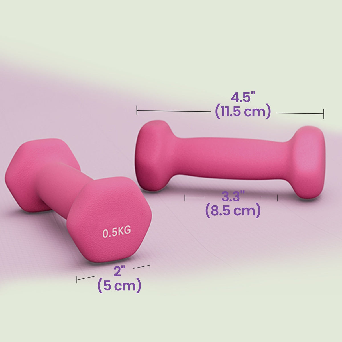 Neoprene Set of 2 Dumbbells, 2 x 0.5 kg, for Workout - image 5