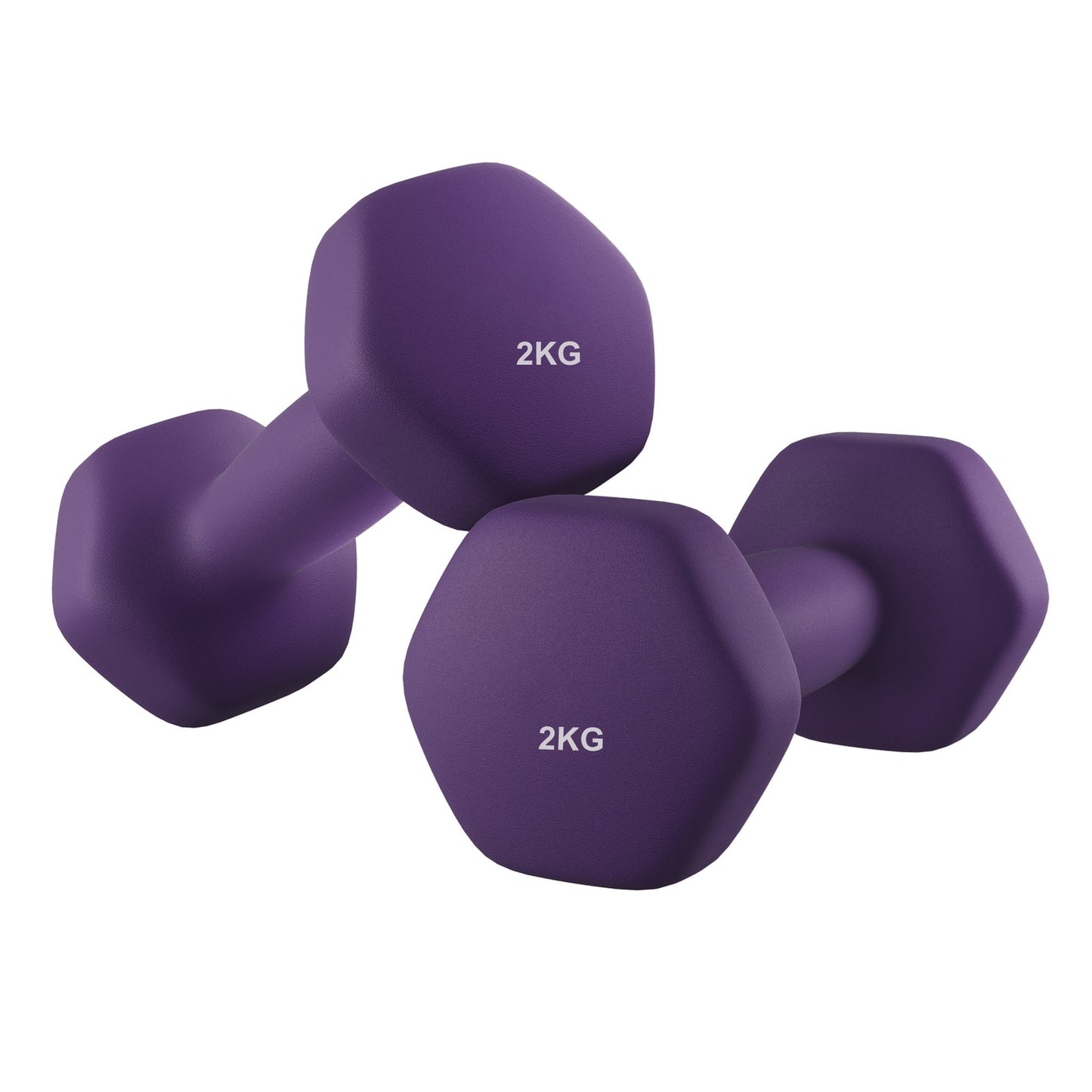 Set of 2 Dumbbells, 2 x 2 kg Neoprene Weights, Hexagonal - image 1