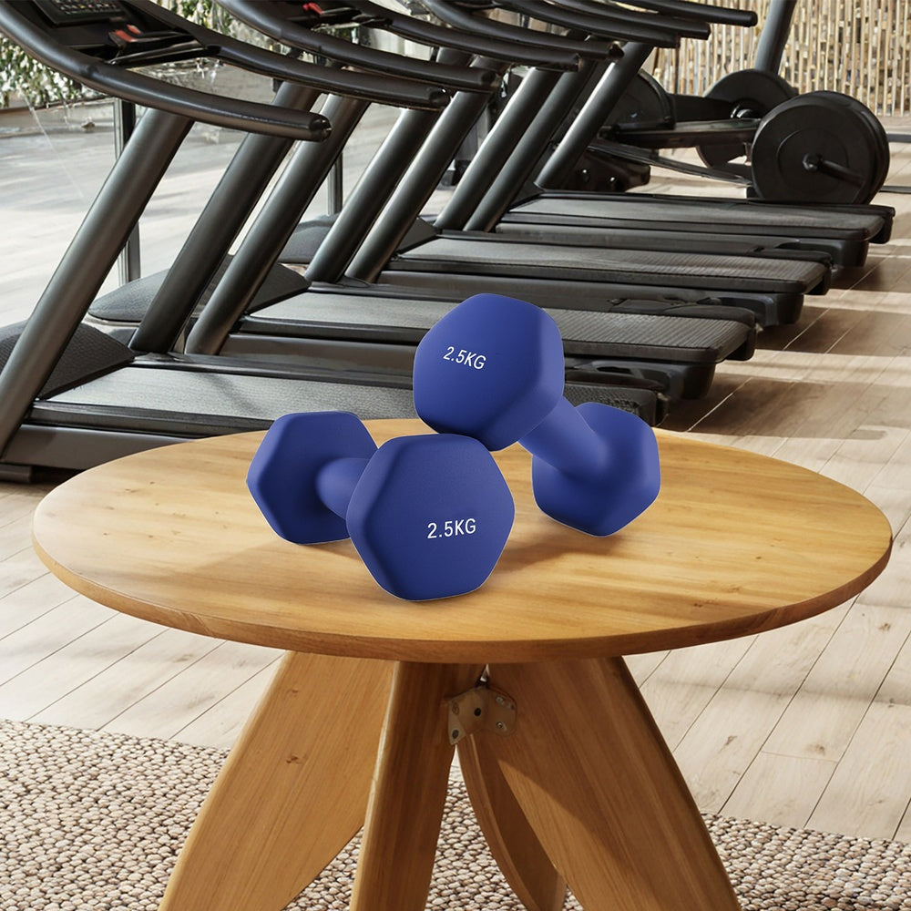 2 x 2.5 kg Set of 2 Neoprene Dumbbells, for Workout Fitness Harbor Blue - image 2