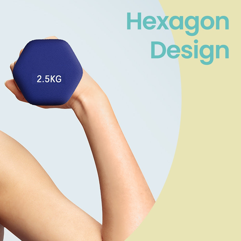 2 x 2.5 kg Set of 2 Neoprene Dumbbells, for Workout Fitness Harbor Blue - image 4