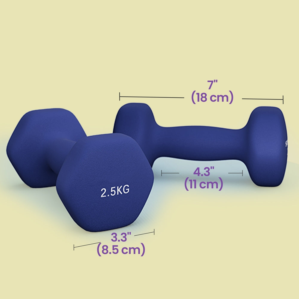 2 x 2.5 kg Set of 2 Neoprene Dumbbells, for Workout Fitness Harbor Blue - image 5