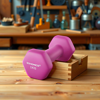 Set of 2 Dumbbells, 2 x 2 kg Neoprene Weights, Hexagonal - image 50