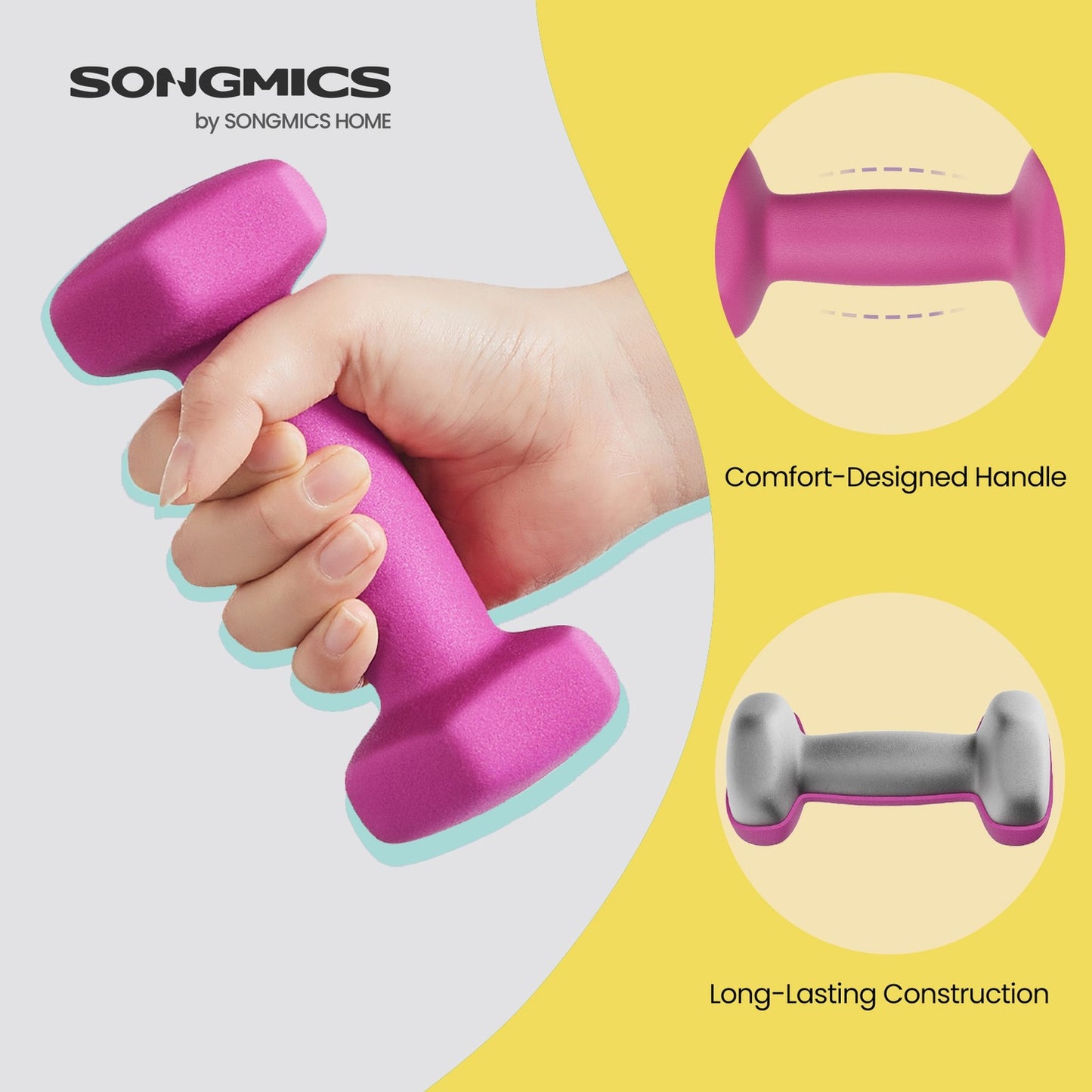 Set of 2 Dumbbells, 2 x 2 kg Neoprene Weights, Hexagonal - image 52
