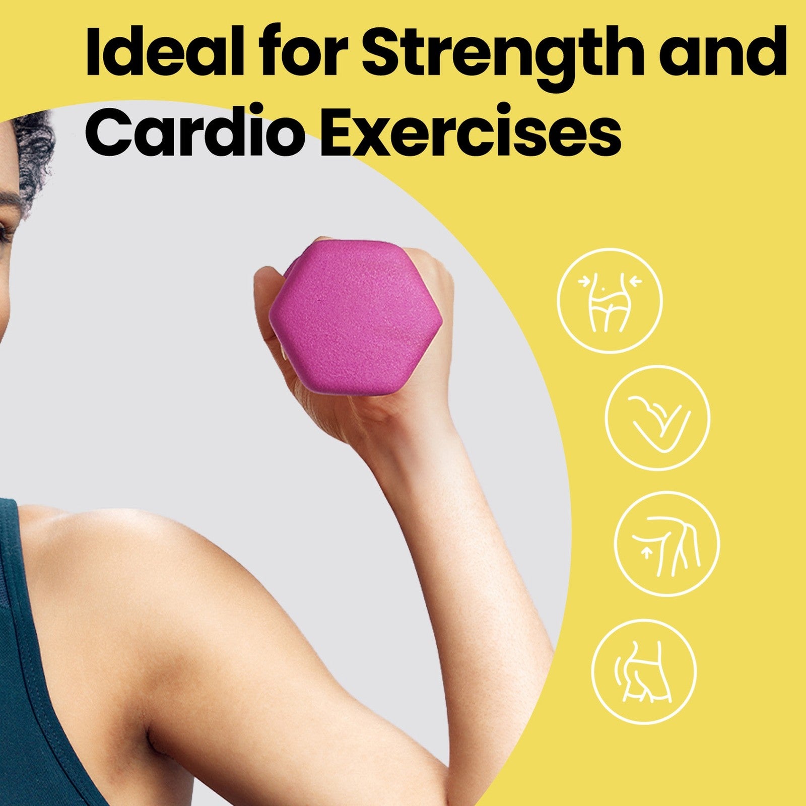 Set of 2 Dumbbells, 2 x 2 kg Neoprene Weights, Hexagonal - image 53