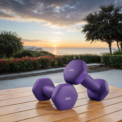 Set of 2 Dumbbells, 2 x 2 kg Neoprene Weights, Hexagonal - image 17