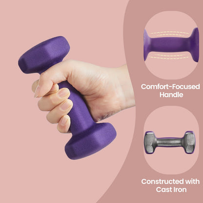 Set of 2 Dumbbells, 2 x 2 kg Neoprene Weights, Hexagonal - image 19