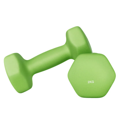 Set of 2 Dumbbells, 2 x 2 kg Neoprene Weights, Hexagonal - image 2