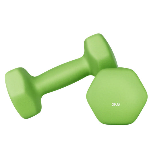 Set of 2 Dumbbells, 2 x 2 kg Neoprene Weights, Hexagonal - image 1