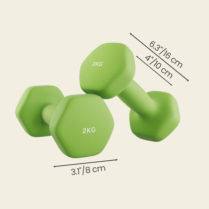 Set of 2 Dumbbells, 2 x 2 kg Neoprene Weights, Hexagonal - image 3