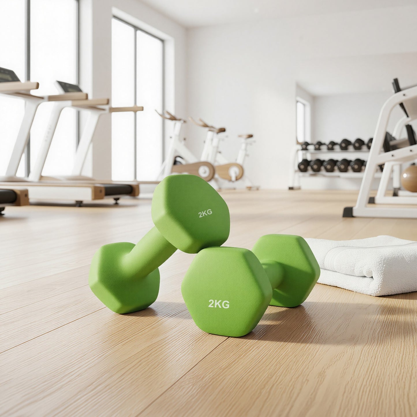 Set of 2 Dumbbells, 2 x 2 kg Neoprene Weights, Hexagonal - image 4